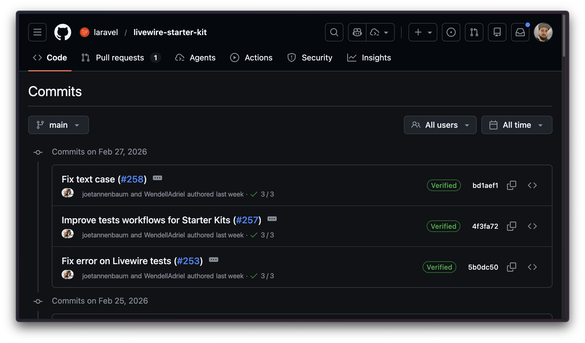 Starter Kit Commit History
